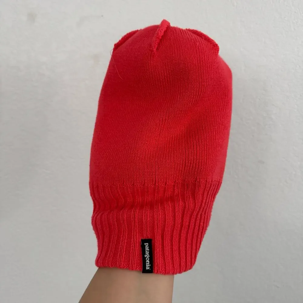 Patagonia Kid's Powder Town Pom Pom Beanie Forest Stripe Knit​ / Sumac Red OS